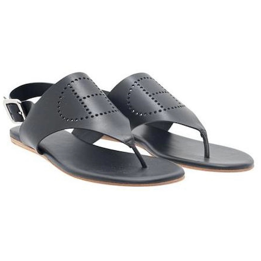 Black Leather Women's Sandals